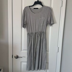 Black & white striped midi dress size medium